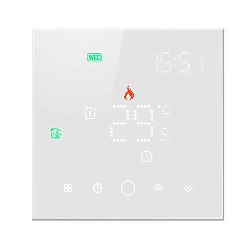 Termostato WiFi para Caldera de Gas, termostato Wi-Fi Fuente de alimentación Desde 220v Pantalla LCD Botón táctil retroiluminado programable con Alexa Google Home y teléfono App