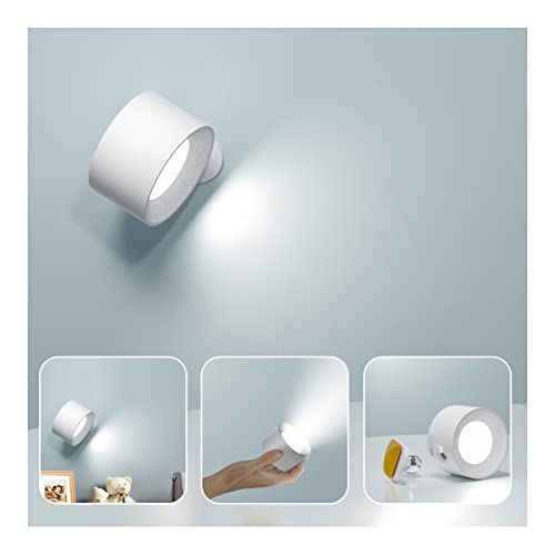 Feallive Lámpara de pared LED, Apliques Interior 1 Pcs puerto de carga USB Mordern Mental, Control táctil 3 niveles de brillo Focos libremente giratorio luces