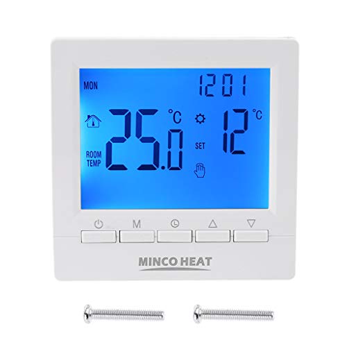 Folewr Termostato LCD para caldera de gas 3 A, programable semanalmente, controlador de temperatura de calefacción, 86 x 86 mm, ME83