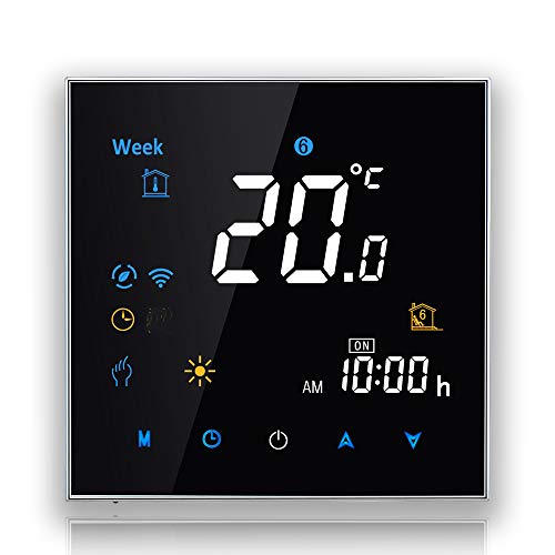 BecaSmart Series 3000 Termostato Inteligente Wi-Fi para calefacción Inteligente de Caldera 3A, Pantalla táctil LCD, con conexión WiFi (Calefacción de calderas, Negro)