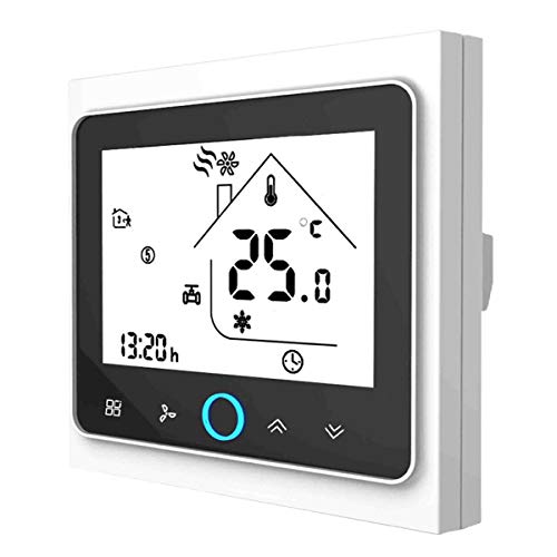 Termostato WiFi para caldera de gas, termostato inteligente pantalla LCD (TN pantalla) Touch Button retroiluminado programable con Alexa Google Home y teléfono APP-blanco/negro