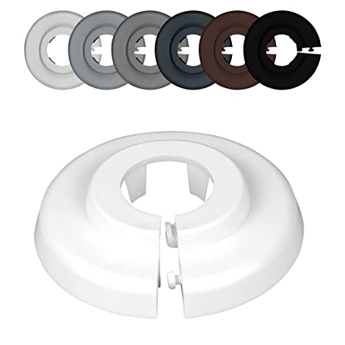 10 Piezas de rosetas individuales para tuberias de calefaccion, diferentes tamaños para diámetros de tubo de 12mm a 35mm, embellecedor, cubre tubos radiador, tapa (18mm, blanco RAL 9016)