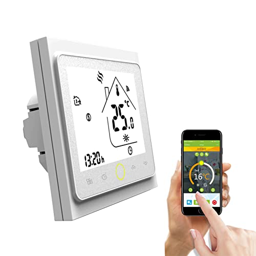 Qiumi Termostato WiFi para calefacción Individual de calderas de Gas/Agua Funciona con Amazon Alexa, Google Home IFTTT, Contacto seco, 5A 95~240V AC