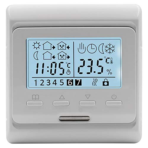 Heschen LCD Digital Termostato de programación semanal, HS-E806, 230VAC 3Amp, para Controlador de termostatos de calefacción por Suelo Radiante