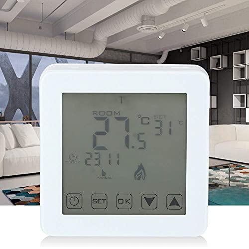 Controlador de Temperatura, Pantalla LCD Grande inalámbrica Termostato de calefacción Digital programable Sistema de calefacción de Caldera de Pared para Control de Temperatura Ambiente