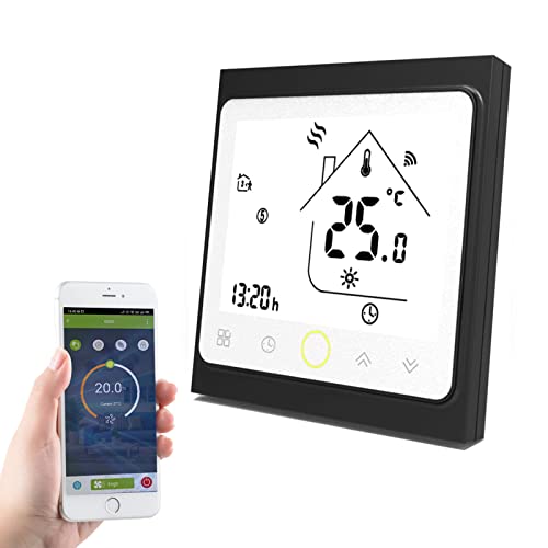 Qiumi Termostato WiFi para calefacción Individual de calderas de Gas/Agua Funciona con Amazon Alexa, Google Home IFTTT, Contacto seco, 5A 95~240V AC