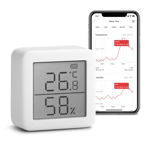 SwitchBot - Termohigrómetro Digital con Pantalla LCD | Sensor Digital de Temperatura y Humedad | Bluetooth | Alerta Inteligente | Almacenamiento de Datos