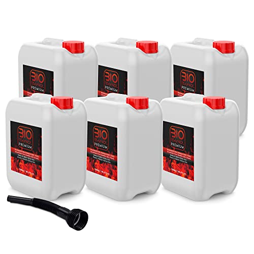6 x 5 litros Bioetanol Premium con Embudo para chimeneas