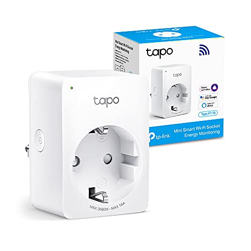 TP-Link Tapo P110 - Mini Enchufe Inteligente Wi-Fi (con Monitoreo Energético) ,Programar el Encendido/Apagado, Ahorro Energía, Compatible con Alexa y Google Home