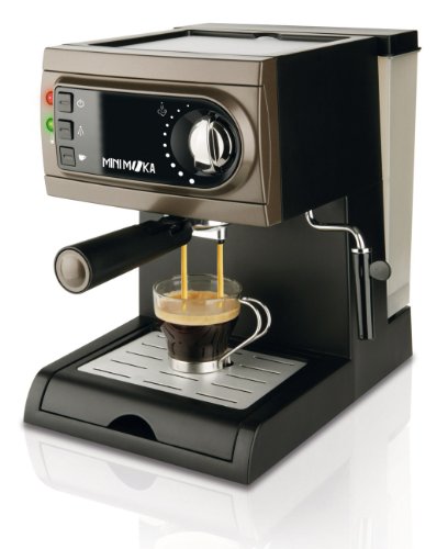 Mini Moka CM-1622 - Cafetera espresso manual, apta para monodosis, color negro/gris