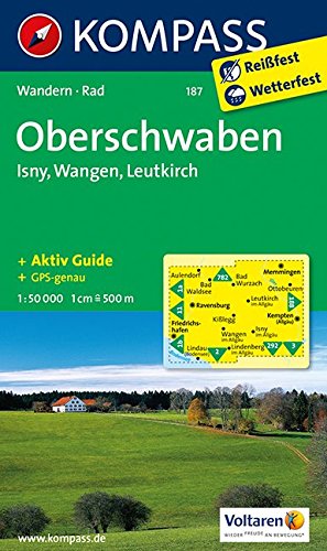 Kompass WK187 Oberschwaben, Isny, Wangen, Leutkirch: Wandelkaart 1:50 000