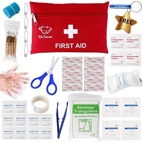 GL Gear Portable Kit de Primeros Auxilios Medical Survival Bag, Mini Emergency Bag para Coche, hogar, Picnic, Camping, Viaje y Otras Actividades al Aire Libre (41 Piezas/Juego)